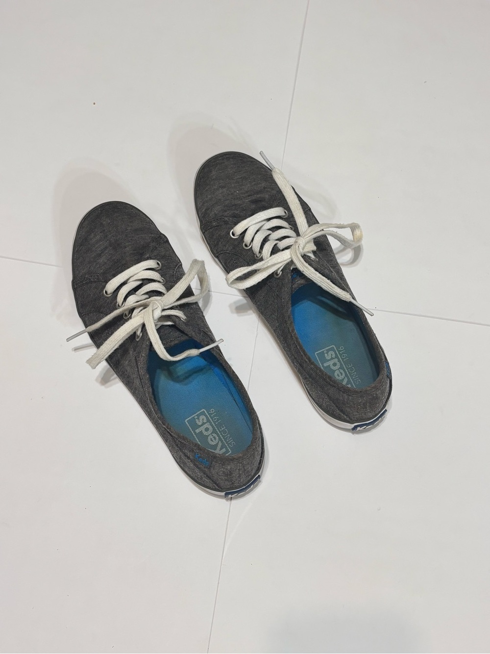Keds Charcoal Gray Canvas Sneakers with White Laces